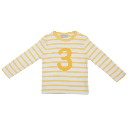 Bob & Blossom Number T-Shirts | Buttercup & White Striped