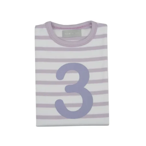 Bob & Blossom Number T-Shirts | Parma Violet & White Striped
