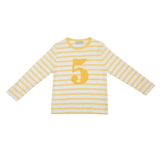 Bob & Blossom Number T-Shirts | Buttercup & White Striped
