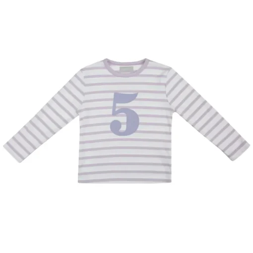 Bob & Blossom Number T-Shirts | Parma Violet & White Striped