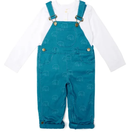 Dotty Dungarees | Nordic Bear Print Dungarees | Blue
