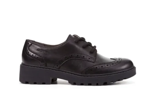Geox School Shoes | Casey Brogue Lace Up | Black
